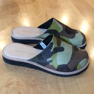 Two Thousand Never Leather Camo Clogs Mules